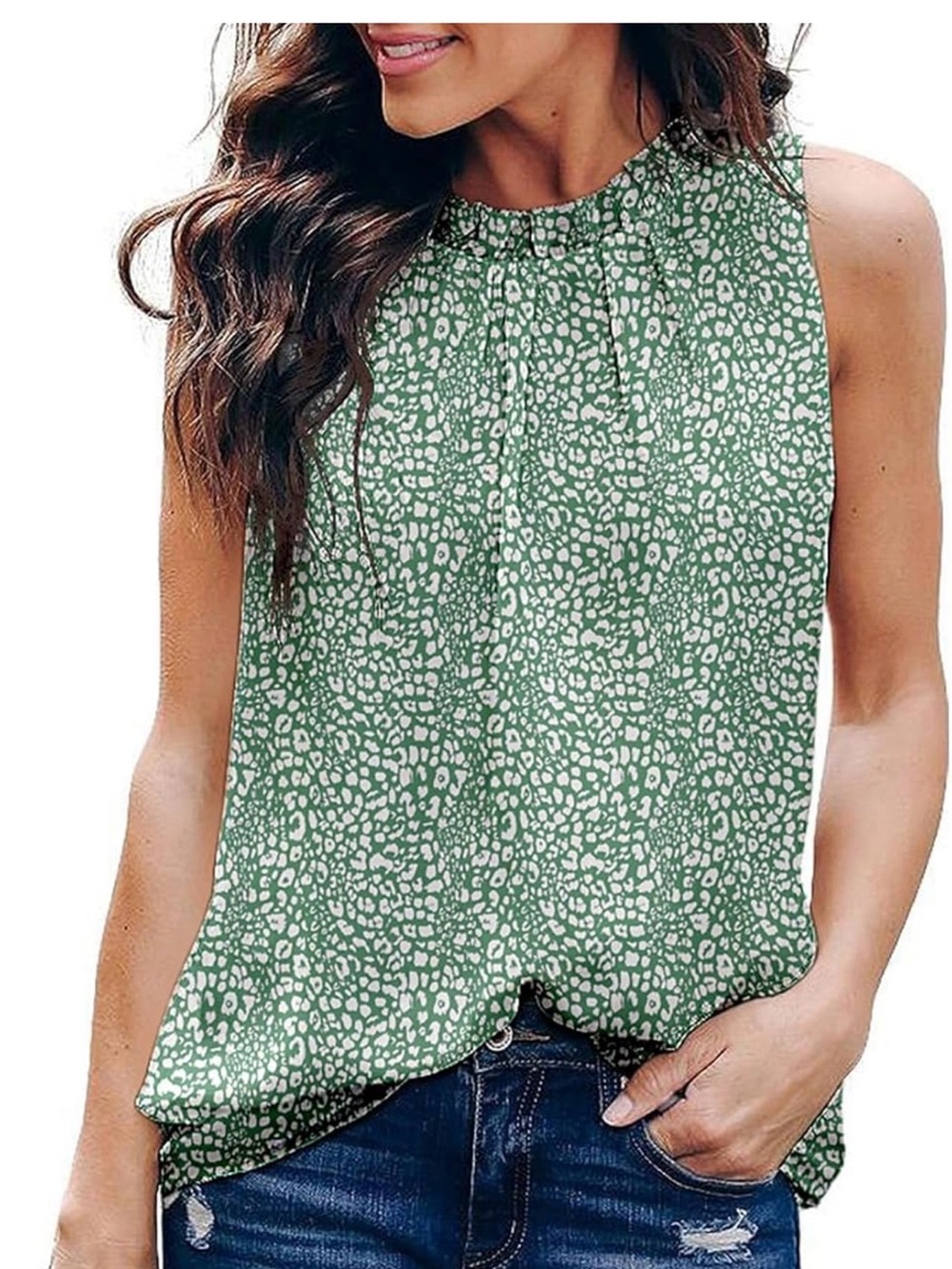 Women’s Green Printed Sleeveless Halter Camisole Size Large NWT
